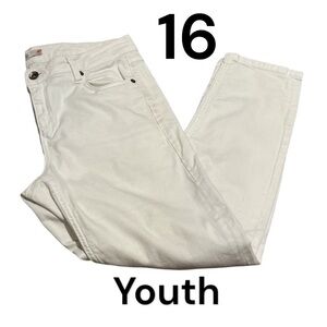 OXXO Slimboy White Jeans Size 16Y DXF 98% Cotton 3 1/2" Zipper